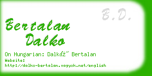 bertalan dalko business card